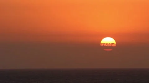 Sea View Of Sun Setting In The Clouds. Stock Footage 196627897