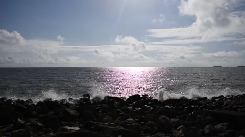 Sea view, sun, water, shore Stock Footage 192589762