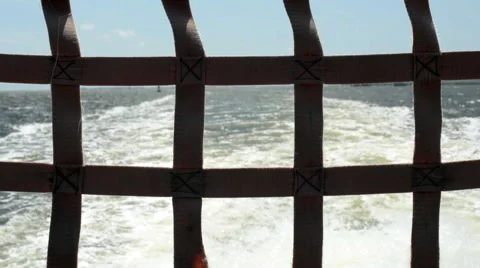 The sea view through a safety net Stock Footage 66764328