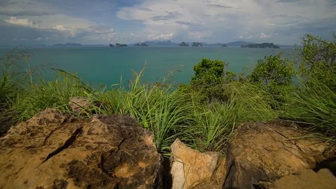 Sea view from the top of the hill on the mountains. Stock Footage 80921818