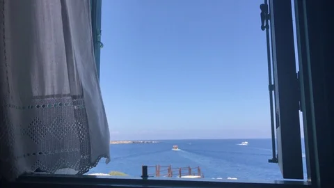 Sea View from window. Ocean View from window Stock Footage 91032995