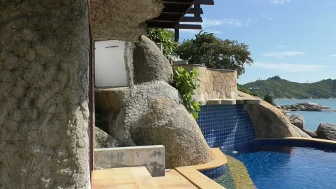 Sea views and pool Stock Footage 112657105