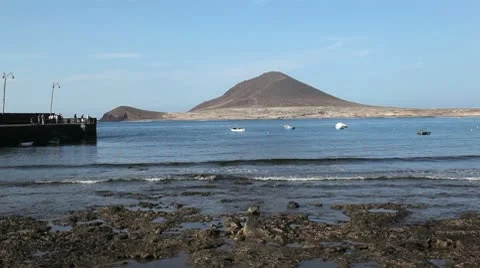 Sea with volcano Stock Footage 8928609