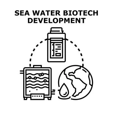Sea water biotech development concept vector icon Stock Illustration