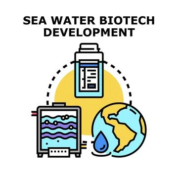 Sea water biotech development concept vector icon Stock Illustration