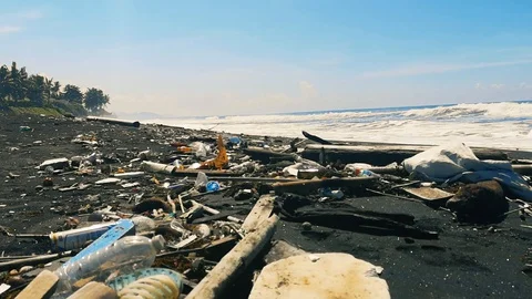 Sea Water Pollution. Polluted Ocean  Shore Stock Footage 127730955