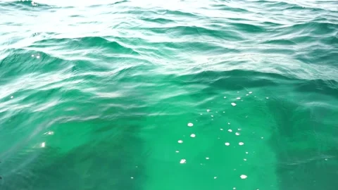 Sea water surface. Camera flies over the calm azure sea. Nobody. Holiday Stock Footage 280189921