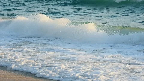 Sea water waves with beach send, Nature ocean. Stock Footage 253575435