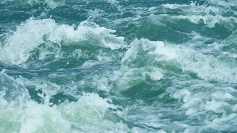 Sea water waves. Breaking blue water in slow motion, close up, hd. 库存影片 237161407