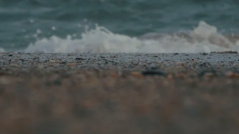 Sea wave on the background of sand and seashells Stock Footage 102157400