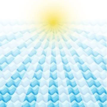 Sea wave background with sunray Stock Illustration
