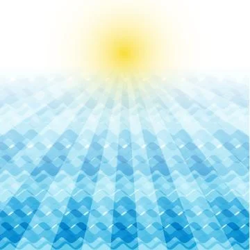 Sea wave background with sunray Stock Illustration