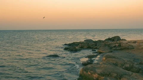Sea wave on the beach, close-up view, golden, 4K, 3840x2160 Stock-Footage 90981354