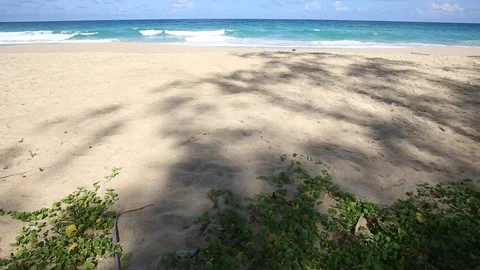 Sea wave beach white sand turquoise sunny day blue sky Stock Footage 112376399