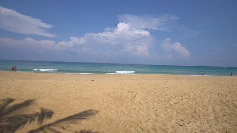Sea wave beach white sand turquoise sunny day blue sky Stock Footage 112555567
