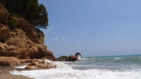 Sea wave beats in the stone Stock Footage 112263003