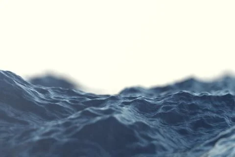Sea wave close-up, low angle view with bokeh effects. 3d rendering Stock Illustration