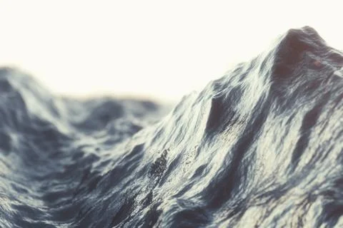 Sea wave close-up, low angle view with bokeh effects. 3d rendering Stock Illustration
