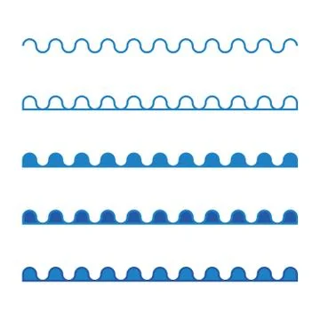Sea wave concept. Set of designs. Round shape. Stock Illustration