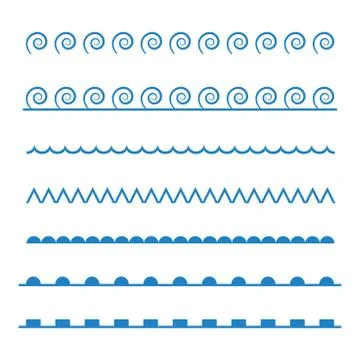 Sea wave concept. Set of designs.Triangular, circle and square 스톡 일러스트