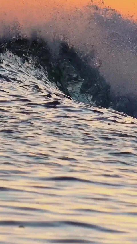 Sea wave during sunset at Indian Ocean.Vertial video Stock Footage 295772579