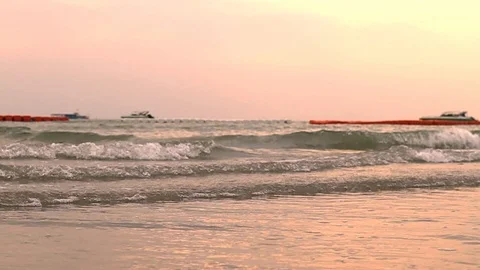 Sea wave in evening time with slow motion nature footage video Stock Footage 111454876