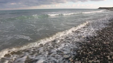 Sea wave in the evening. Waves in the Mediterranean. Stock Footage 171869696