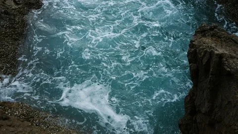 Sea wave hit the rock shore seascape Stock Footage 90480104