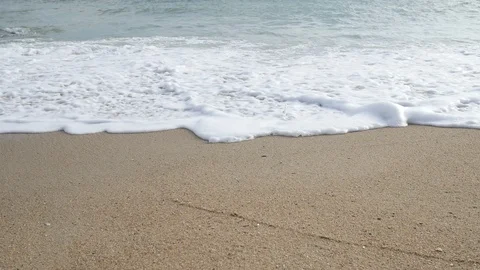 Sea wave hit  sand beach seascape Stock Footage 91452656