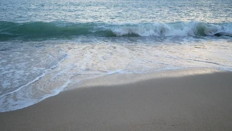 Sea wave hit  sand beach seascape Stock Footage 91454038
