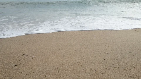 Sea wave hit  sand beach seascape Stock Footage 91462147