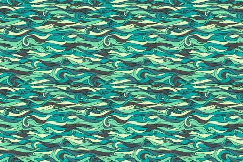 Sea wave pattern Abstract vector sea water seamless texture Graphic illustration Stock Illustration