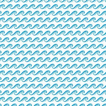 Sea wave pattern, ocean blue wave line background Stock Illustration