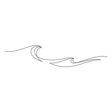 Sea wave pattern one line minimalism concept thin line Stock Illustration
