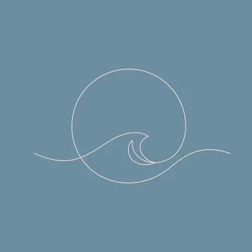Sea wave pattern round shape minimal one line Stock Illustration
