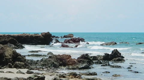 Sea wave on the rocks.Slow motion. Stock Footage 63075143
