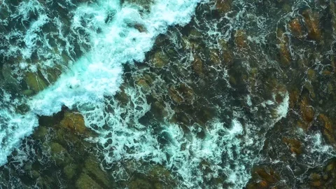 Sea wave running into pitfalls. Stock Footage 129702094