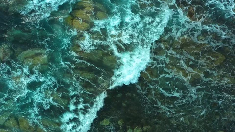 Sea wave running into pitfalls. Stock Footage 129702200