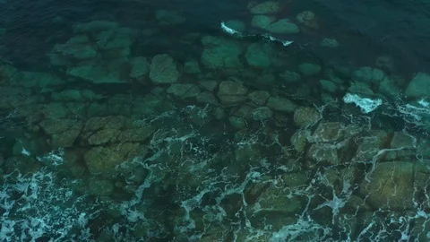 Sea wave running into pitfalls. Stock Footage 129702233