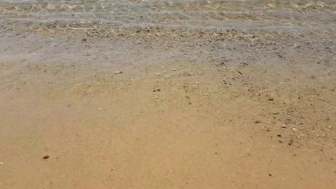 Sea wave on the sand of the beach close-up Stock Footage 79025430