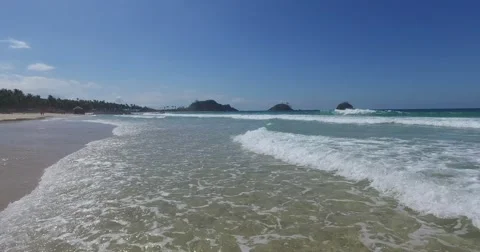 Sea wave on a sandy beach a summer day Stock Footage 61168981