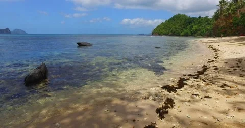 Sea wave on a sandy beach a summer day Stock Footage 61237304