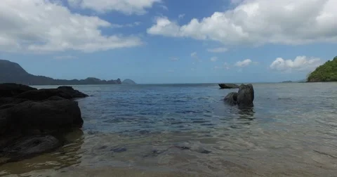Sea wave on a sandy beach a summer day Stock Footage 61237334