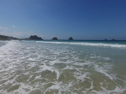 Sea wave on a sandy beach a summer day Stock Footage 70064789