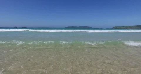Sea wave on a sandy beach a summer day Stock Footage 70065088