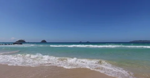 Sea wave on a sandy beach a summer day Stock Footage 70065432