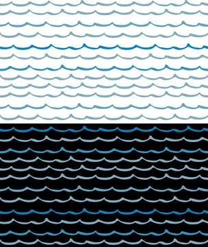 Sea Wave seamless pattern. Hand drawn doodle ink line, cartoon style design Stock Illustration