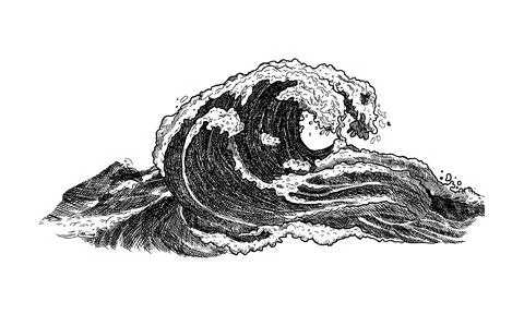 Sea wave sketch Stock Illustration