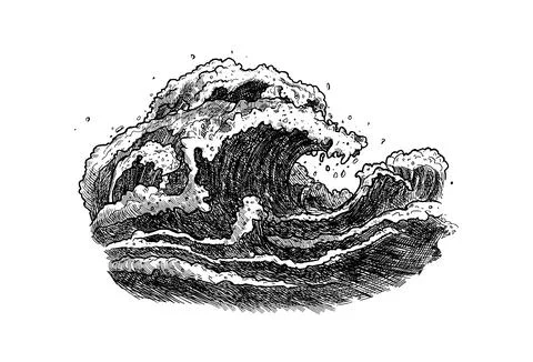 Sea wave sketch Stock Illustration