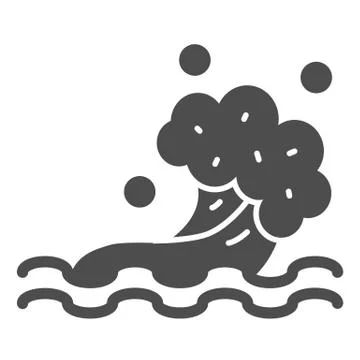 Sea wave solid icon, Summer concept, water splash sign on white background イラスト素材